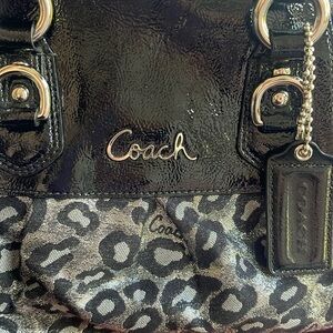 Coach Silver & Black Animal Print Purse